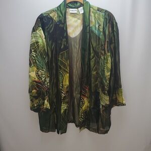 Chico's Women's Large Colorful Open Front Polyester Blouse Tunic